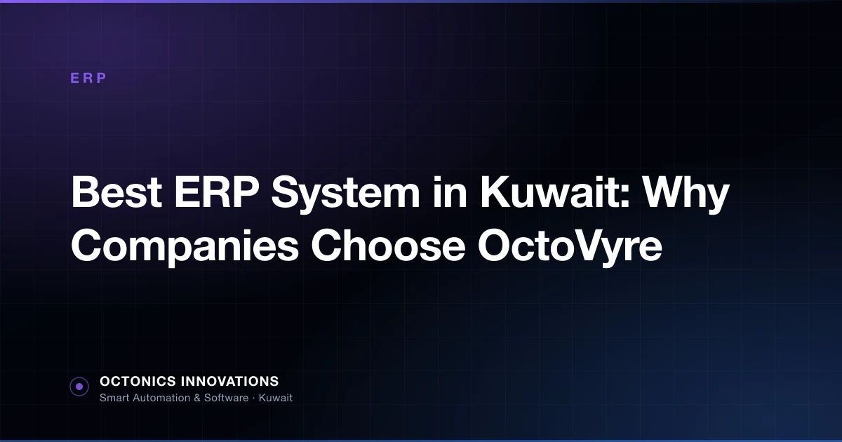 OctoVyre ERP command center showing finance, inventory, sales and approvals for a Kuwait business