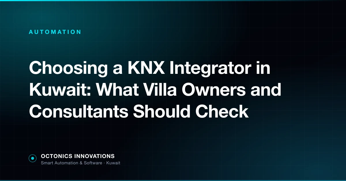 KNX distribution panel with actuators and bus wiring in a Kuwait villa
