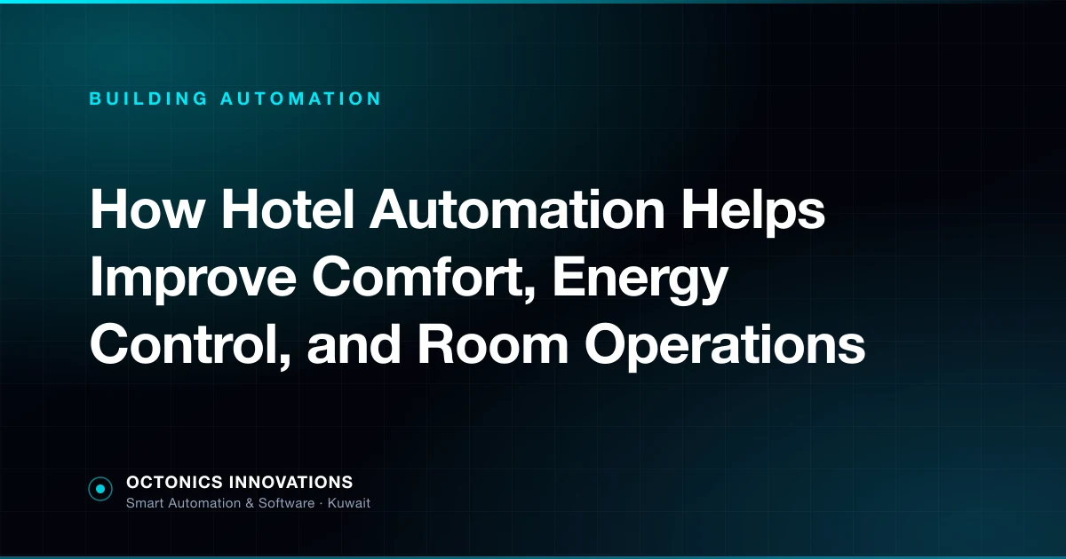 Hotel room automation dashboard showing occupancy, energy status, and housekeeping data
