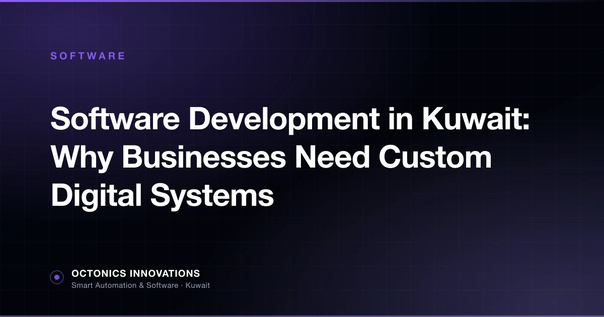 Custom business software dashboard showing workflow automation and reporting for a Kuwait company