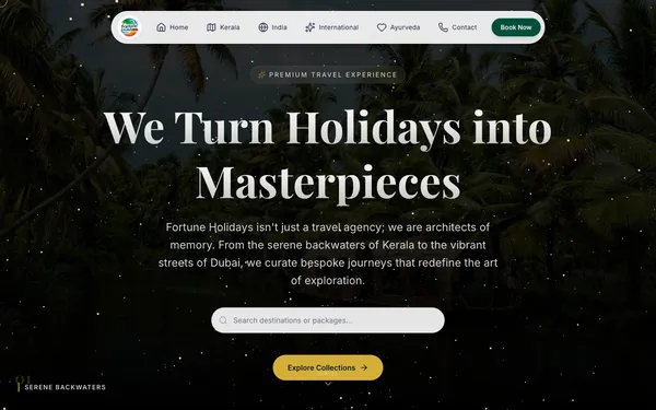 Screenshot of the Fortune Holidays website built by Octonics