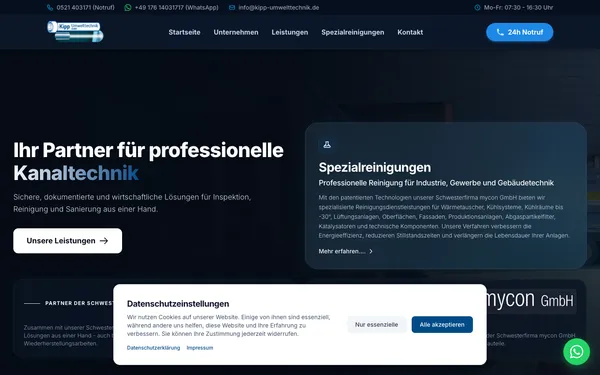 Screenshot of the Kipp Umwelttechnik website built by Octonics