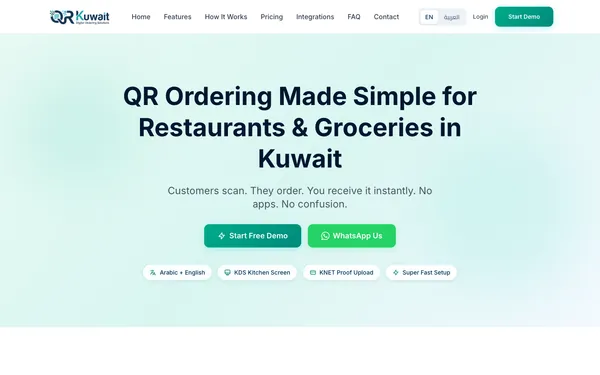Screenshot of the QRKuwait website built by Octonics